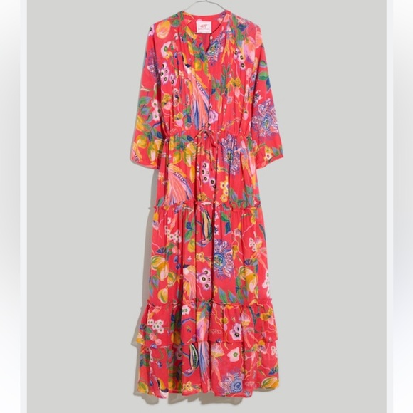 Banjanan Voile Bazaar Azalea Floral Midi Dress Medium - Picture 6 of 16